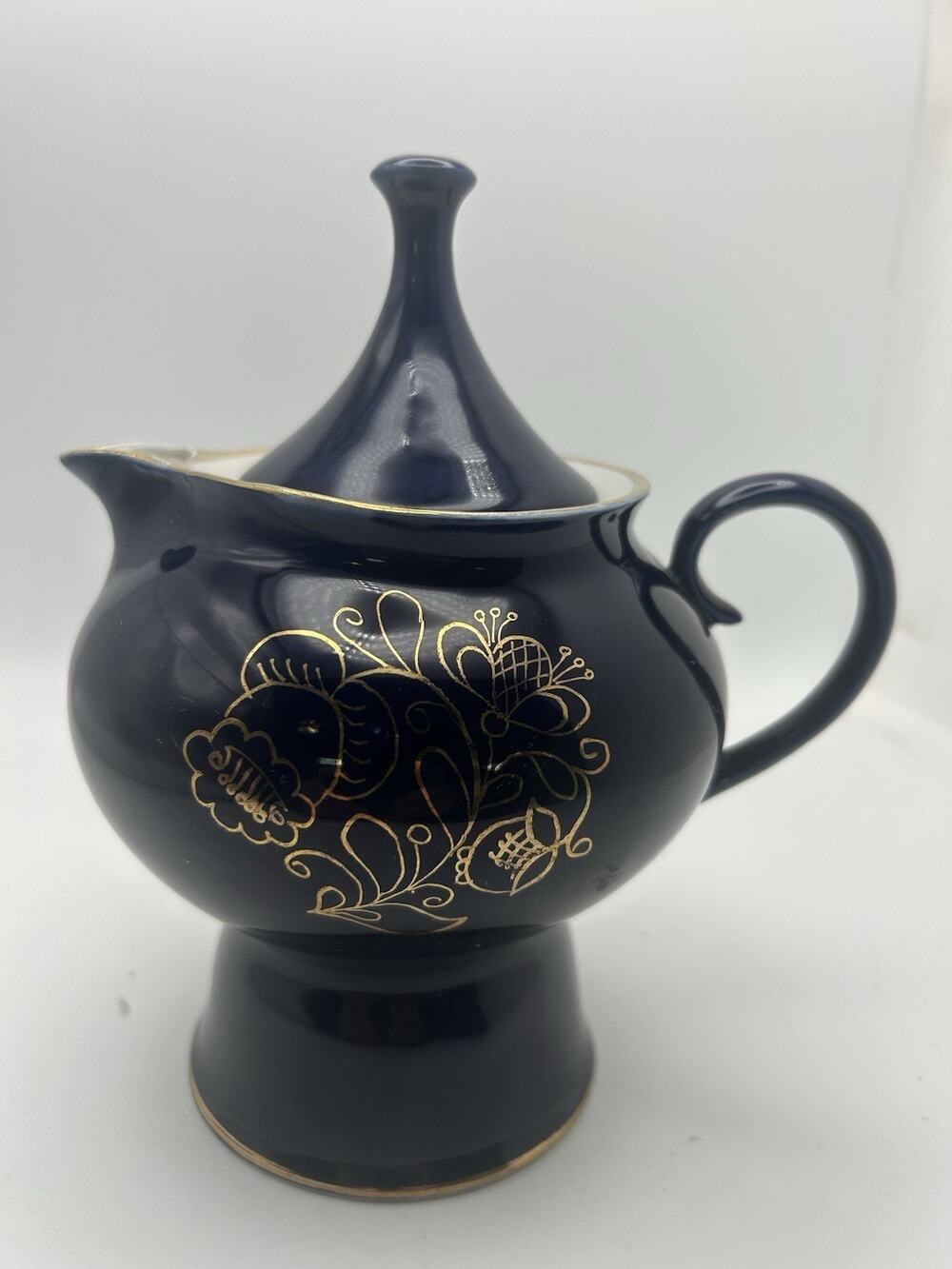 Russian Cobalt Blue Tea Pot With Lid.